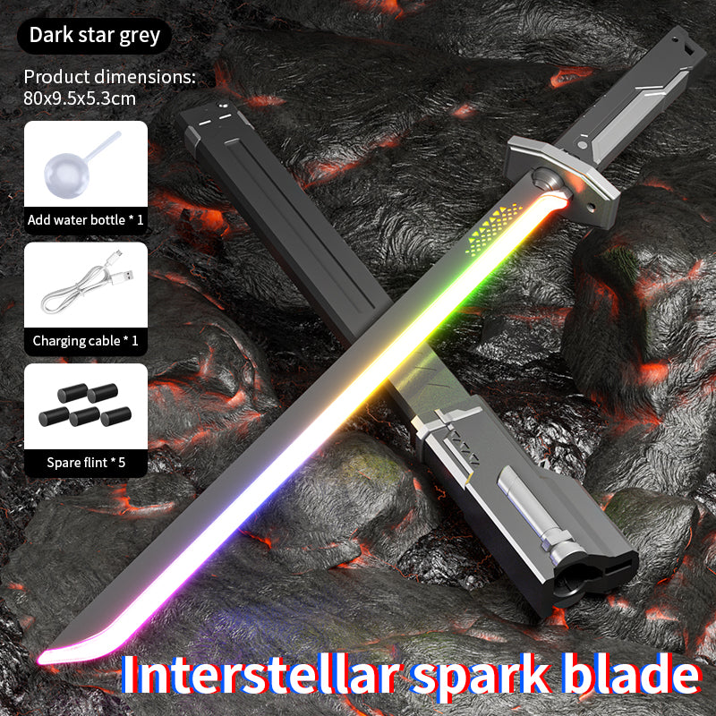 Espada de Luz LED Multicolor con Chispas Efecto de Vapor y Sonidos 80cm Longitud