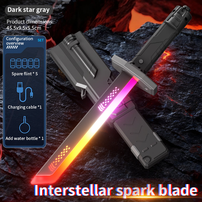 Espada de Luz LED Multicolor con Chispas Efecto de Vapor y Sonidos 45cm Longitud