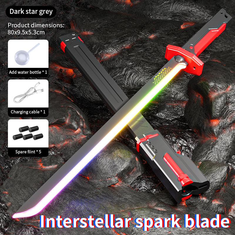 Espada de Luz LED Multicolor con Chispas Efecto de Vapor y Sonidos 80cm Longitud