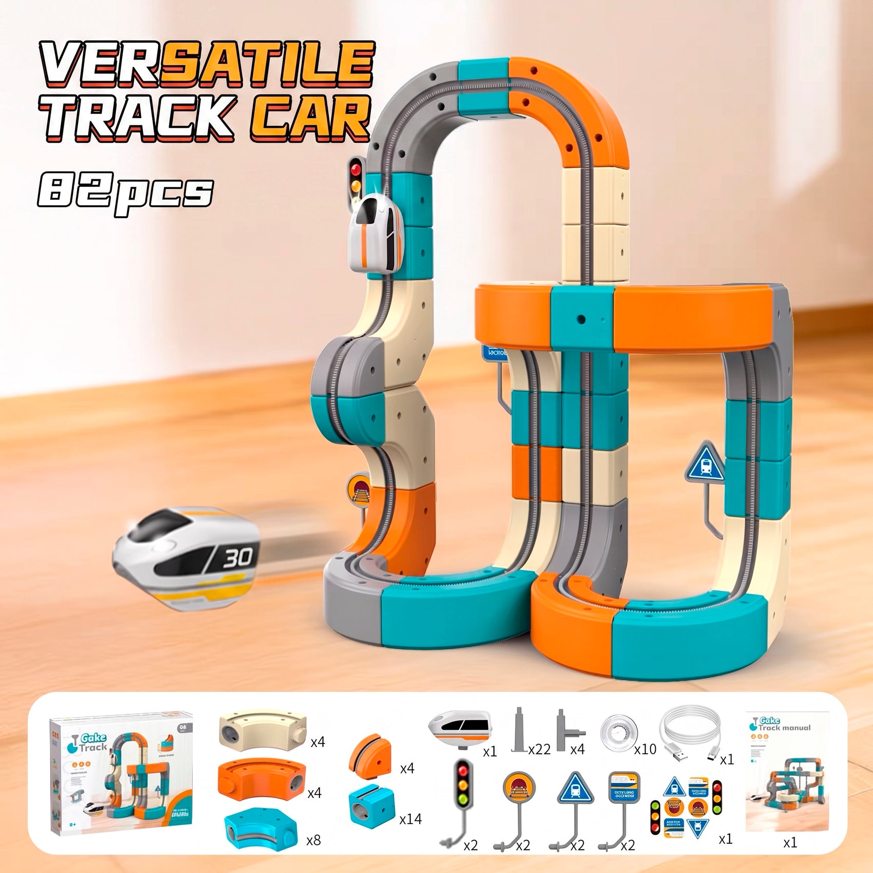 Circuito de Tren Eléctrico Versátil DIY 3D Pista Modular de Construcción Educativa para Niños