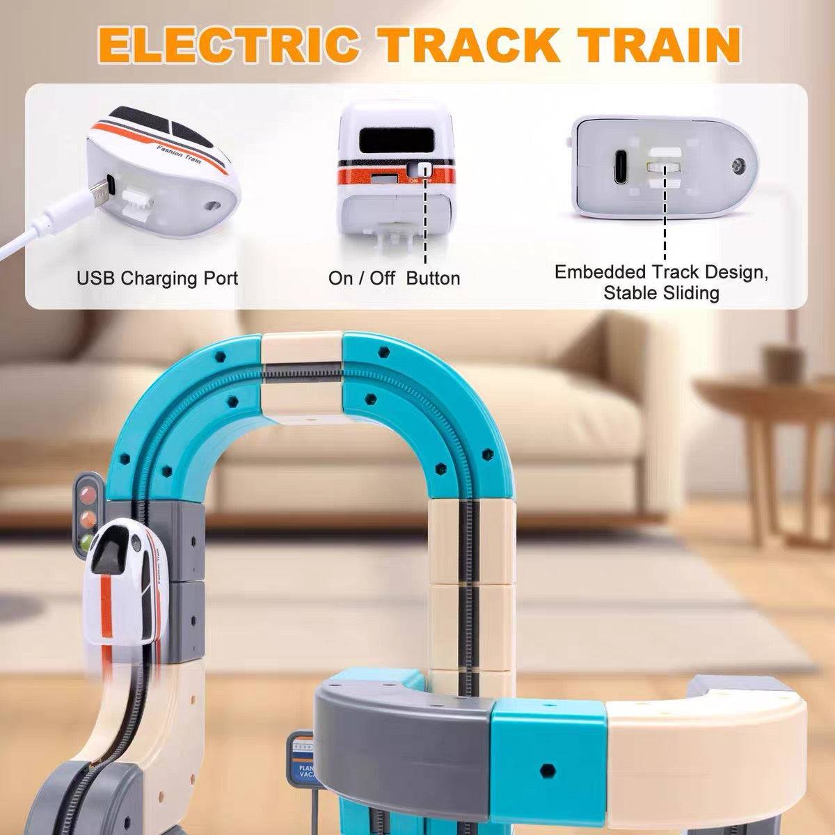 Circuito de Tren Eléctrico Versátil DIY 3D Pista Modular de Construcción Educativa para Niños