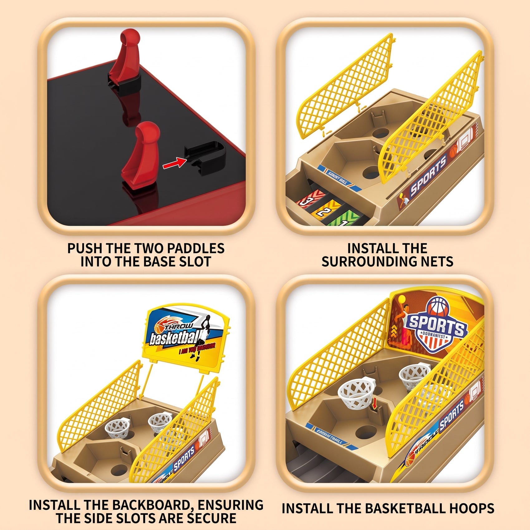 Mini Juego de Mesa de Baloncesto para Niños - Mini Canasta con Lanzador de Catapulta, Múltiples Aros y Pelotas Incluidas, Juguete Deportivo Interactivo