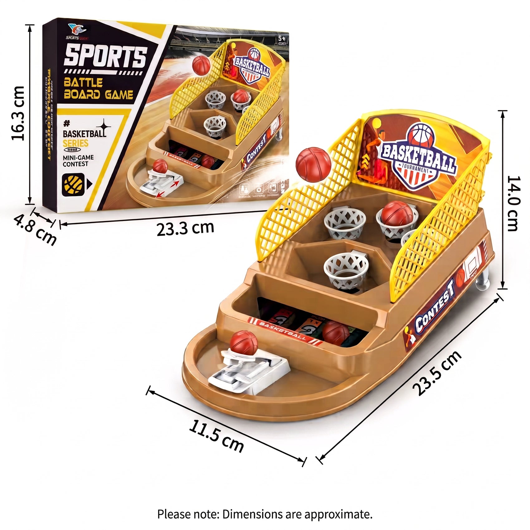 Mini Juego de Mesa de Baloncesto para Niños - Mini Canasta con Lanzador de Catapulta, Múltiples Aros y Pelotas Incluidas, Juguete Deportivo Interactivo