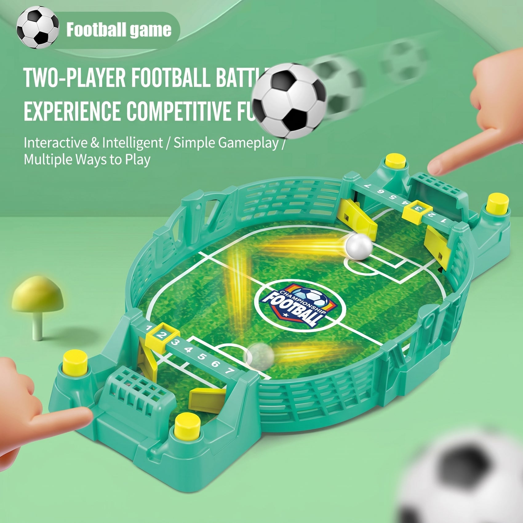 Mini Futbolín de Mesa Interactivo para Niños y Adultos Juego de Fútbol 1vs1 Portátil con Botones de Disparo y Marcador de Goles Integrado