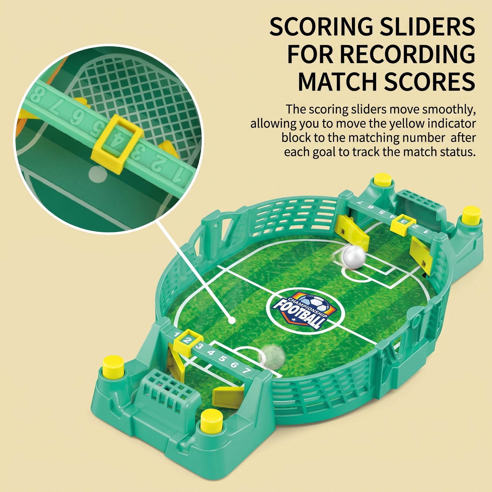 Mini Futbolín de Mesa Interactivo para Niños y Adultos Juego de Fútbol 1vs1 Portátil con Botones de Disparo y Marcador de Goles Integrado