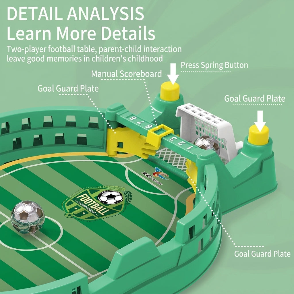 Mini Futbolín de Mesa Interactivo para Niños y Adultos Juego de Fútbol 1vs1 Portátil con Botones de Disparo y Marcador de Goles Integrado