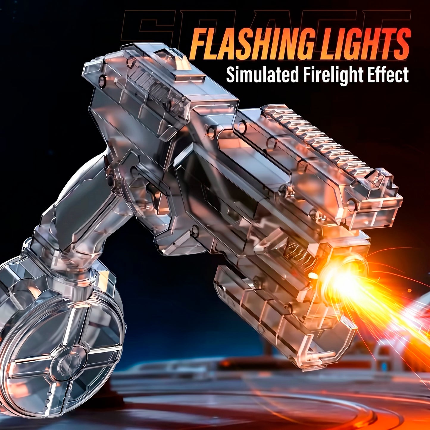 Pistola de Agua Eléctrica Automática Transformable con Cargador Circular y Luz LED Lanzador de Agua Espacial para Niños y Adultos