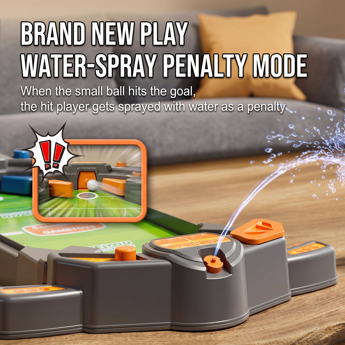 Juego de Mesa de Fútbol para 2 Jugadores con Chorro de Agua Futbolín Arcade Interactivo con Disparo de Agua al Marcar Gol, Juguete Infantil y Familiar