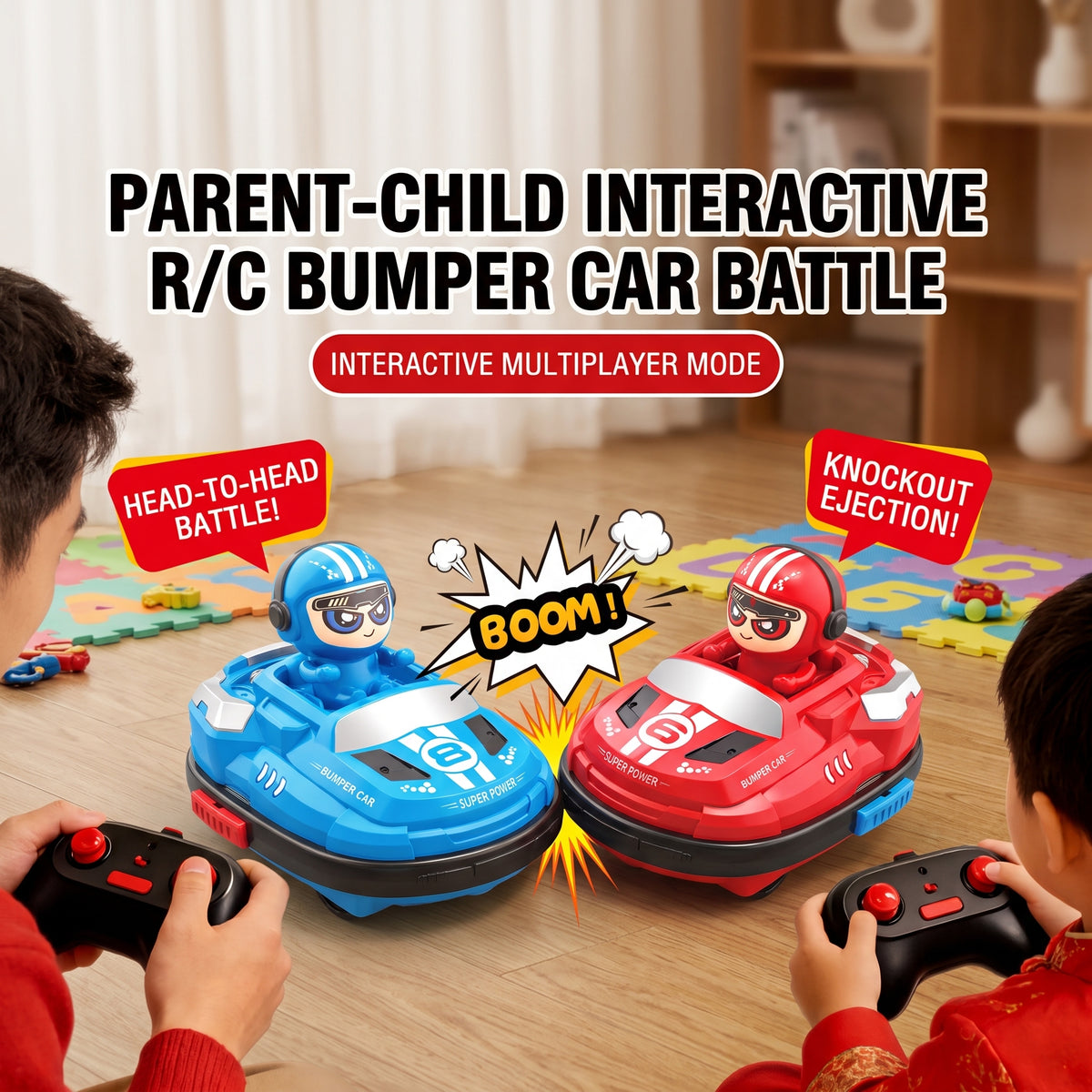 Juego de Coches de Choque Teledirigidos para 2 Jugadores Batalla de Autos Radiocontrol con Expulsión de Piloto Juguete Interactivo Multijugador Padre e Hijo