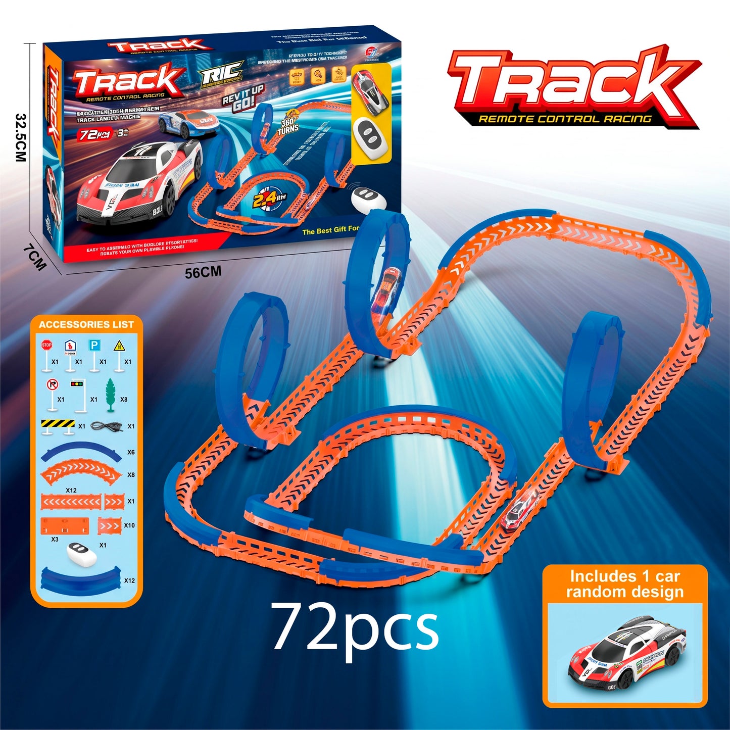 Circuit de course de voitures acrobatiques télécommandées à grande vitesse en 41 pièces