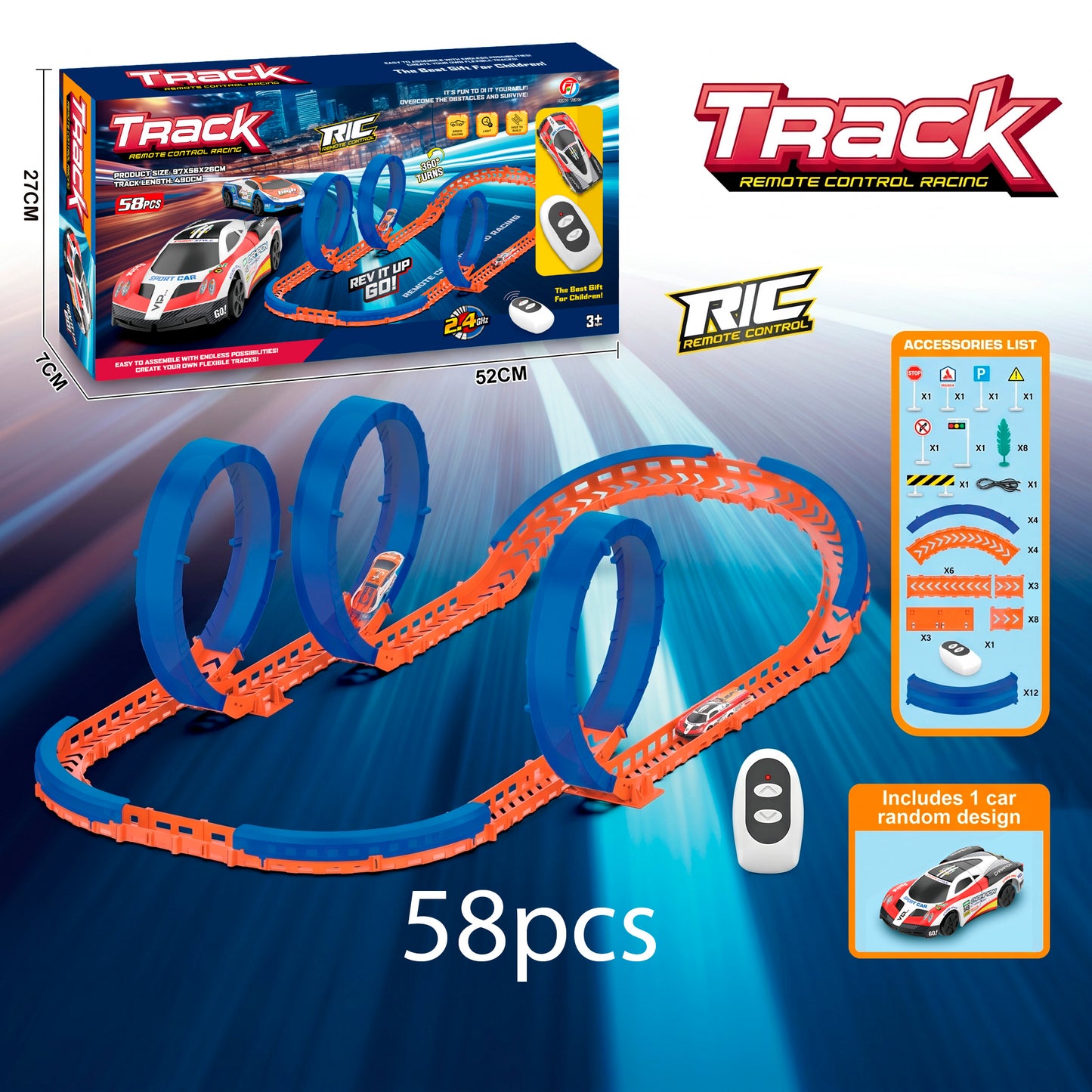 Circuit de course de voitures acrobatiques télécommandées à grande vitesse en 41 pièces