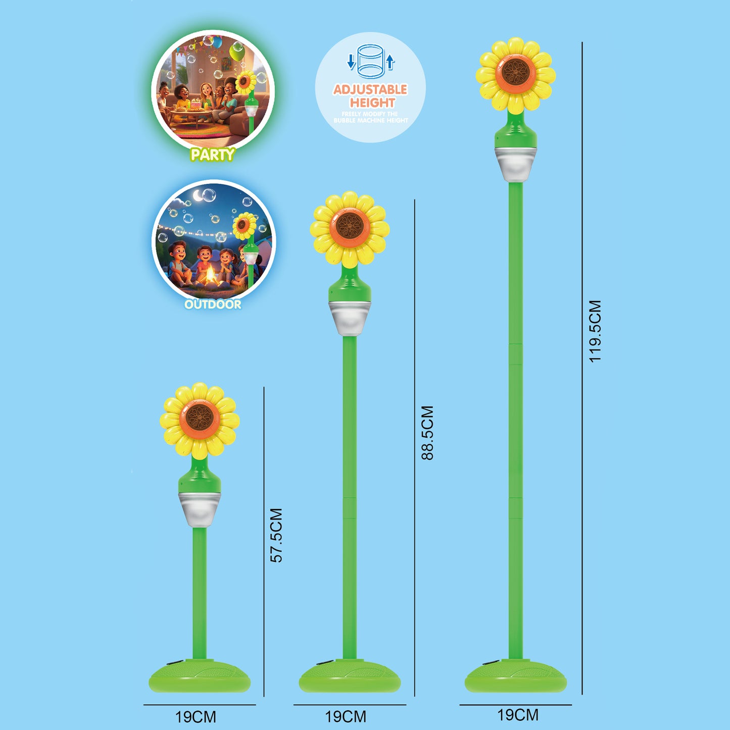 Estación de Burbujas Girasol con Música y Mando a Distancia