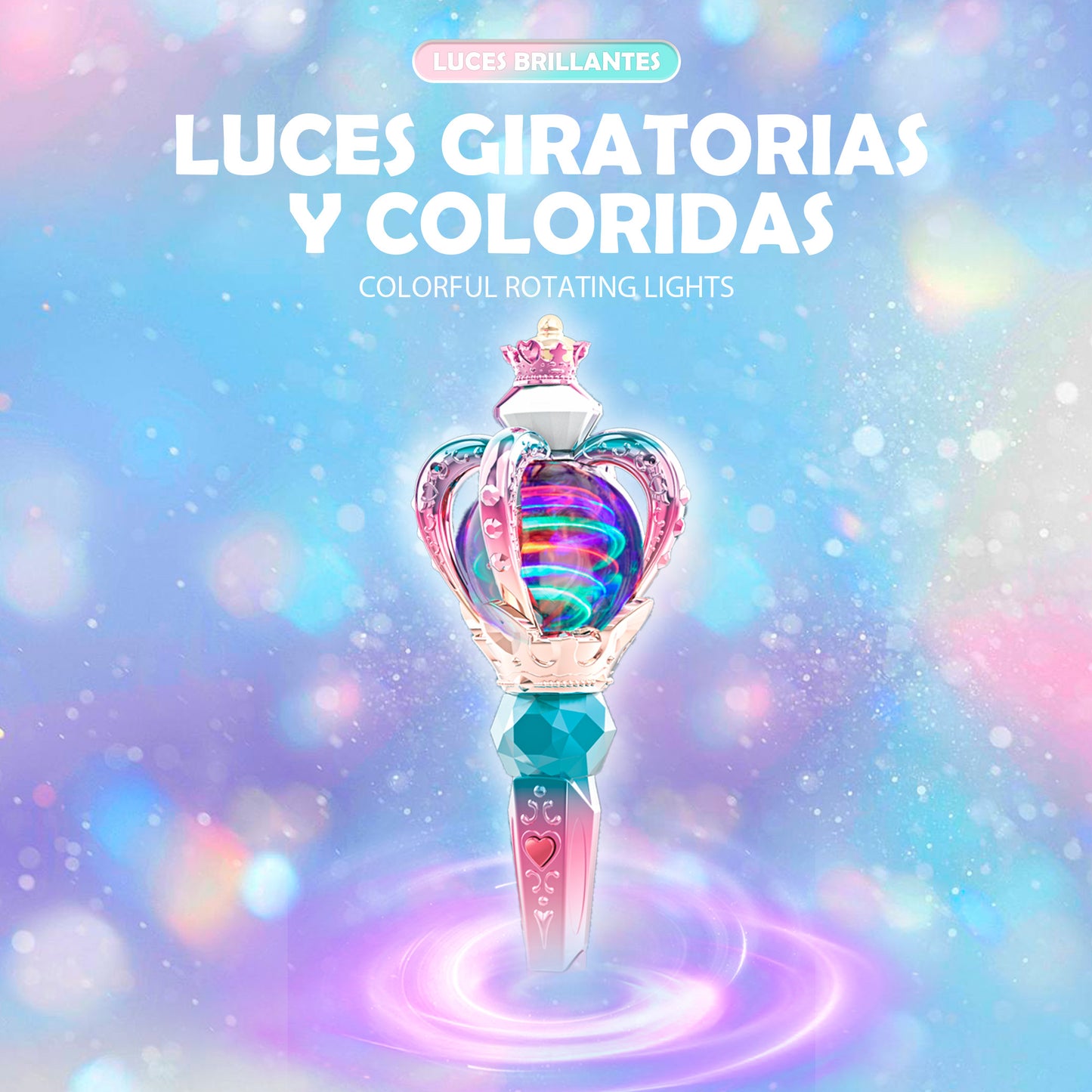 Varita Mágica Princesa de Corona con Rotación Luces y Música