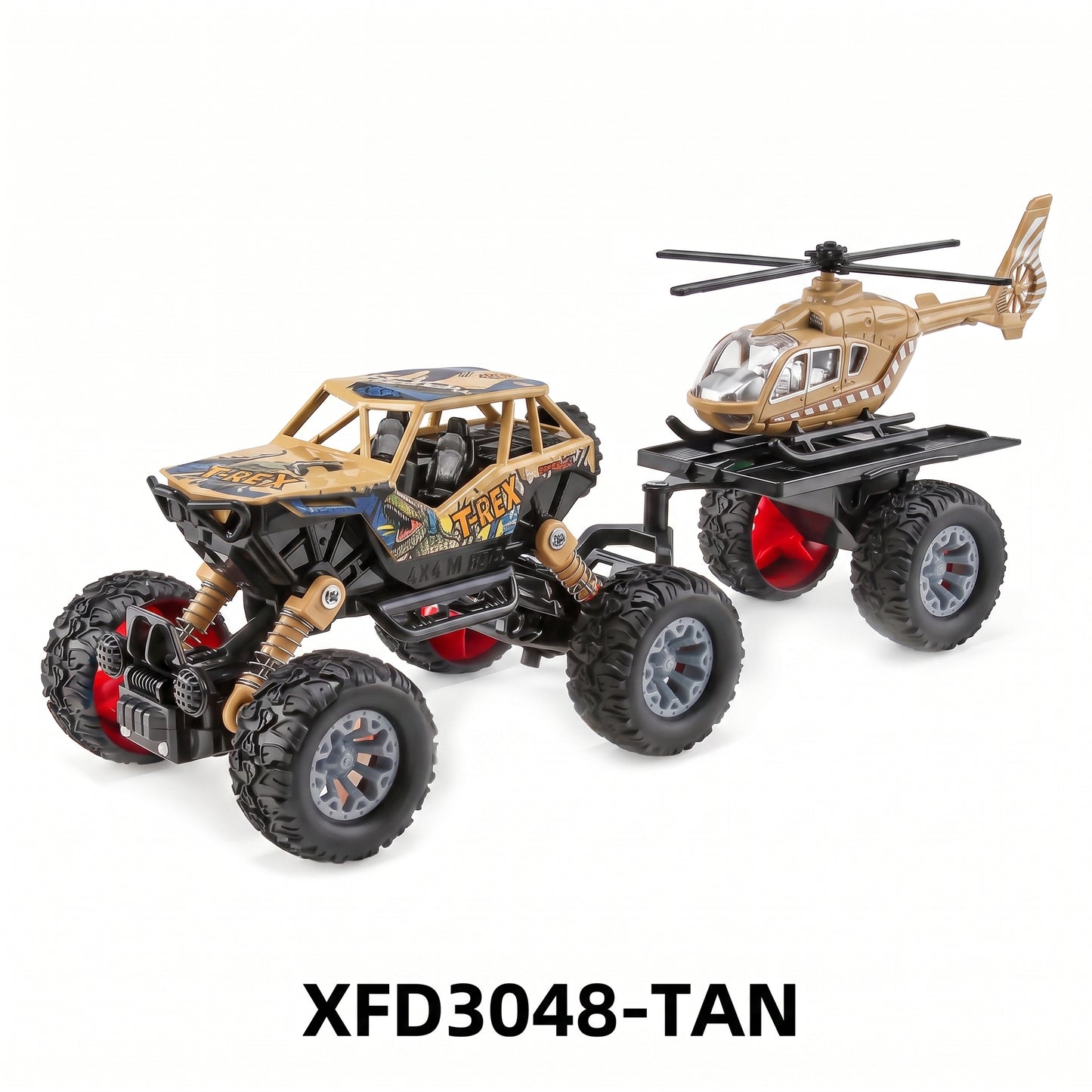 Reibungsbetriebener Monstertruck mit Anhänger, Licht und Sound