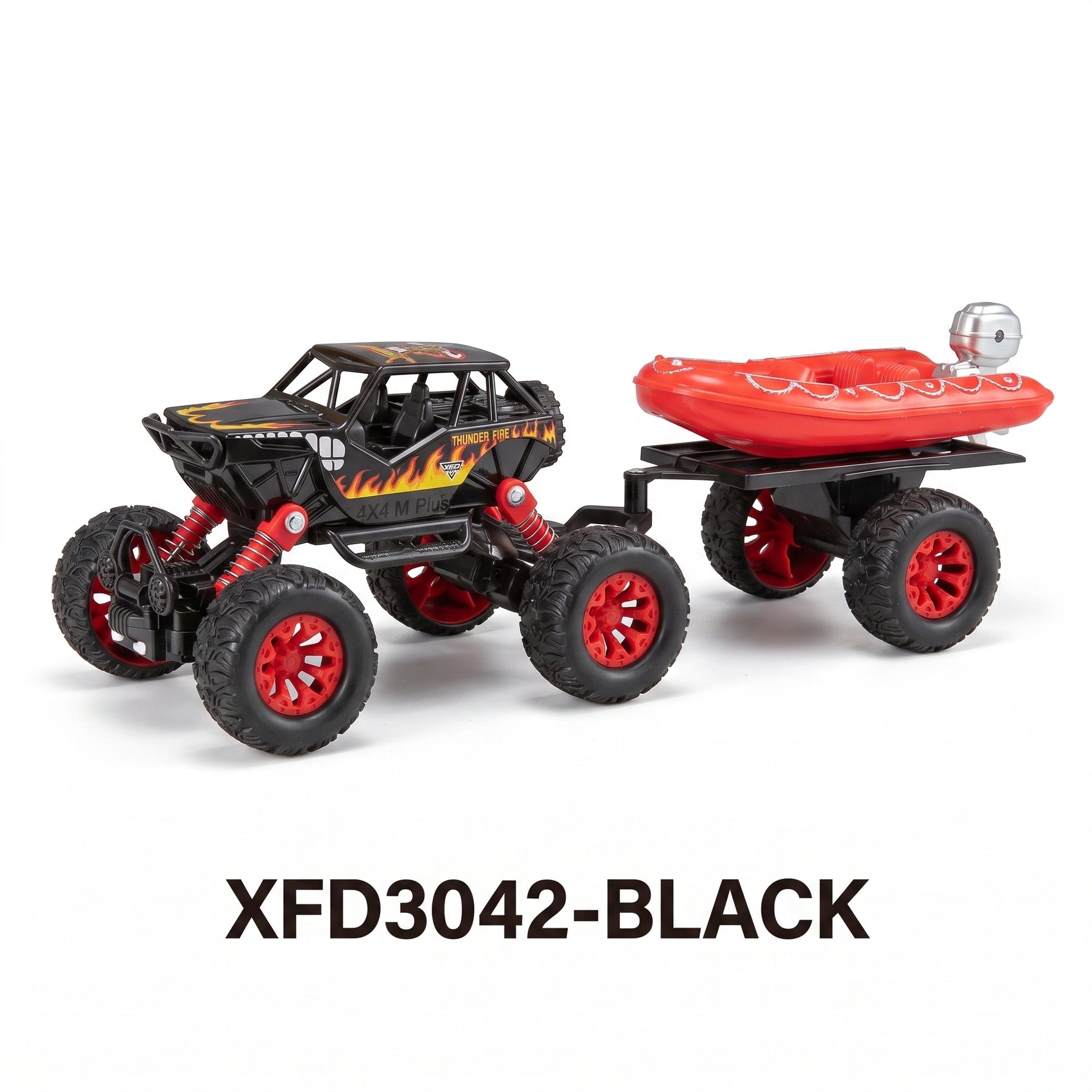 Reibungsbetriebener Monstertruck mit Anhänger, Licht und Sound