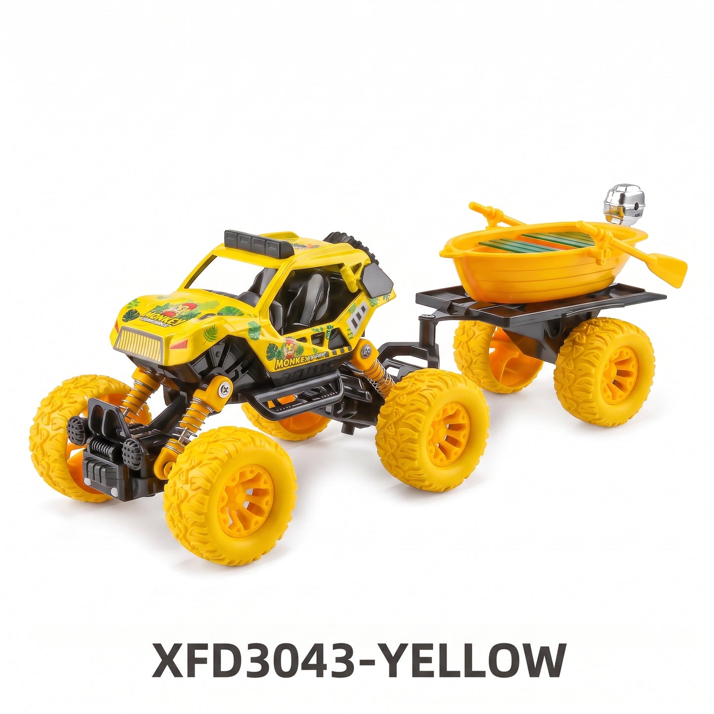 Reibungsbetriebener Monstertruck mit Anhänger, Licht und Sound