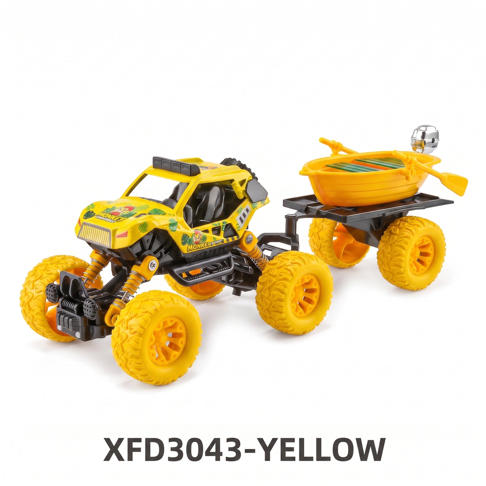 Reibungsbetriebener Monstertruck mit Anhänger, Licht und Sound