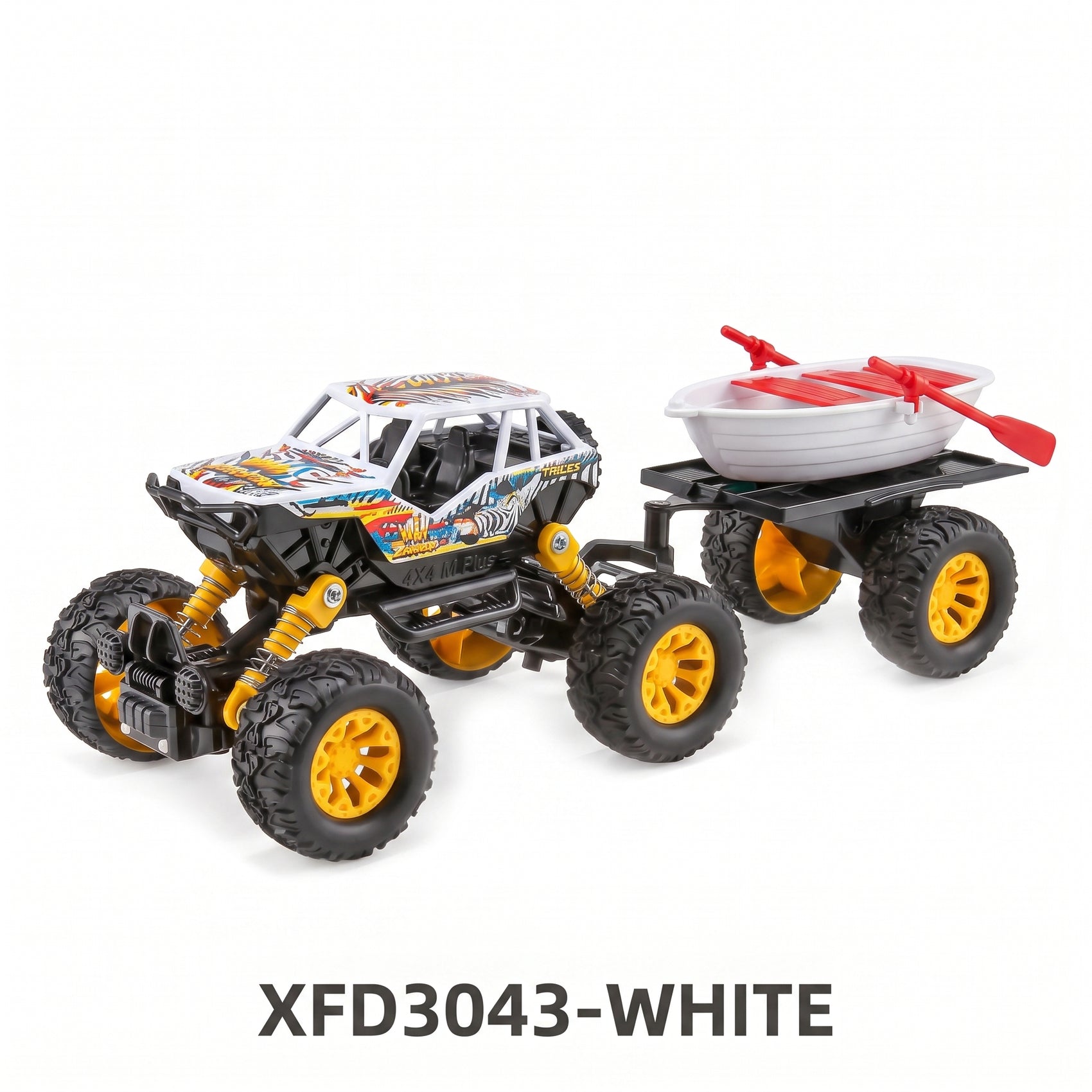 Reibungsbetriebener Monstertruck mit Anhänger, Licht und Sound