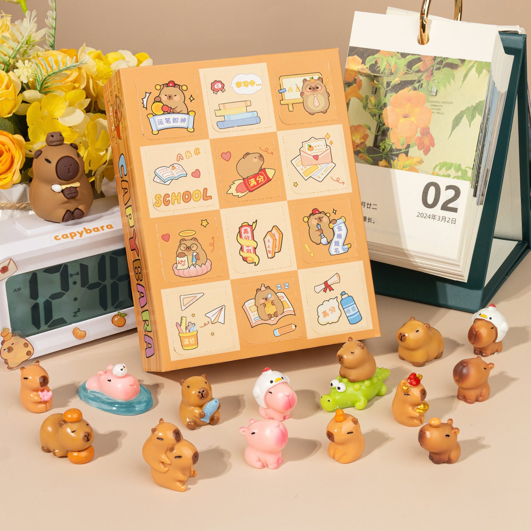 CAJA SORPRESA FIGURAS CAPIBARAS 12 PCS