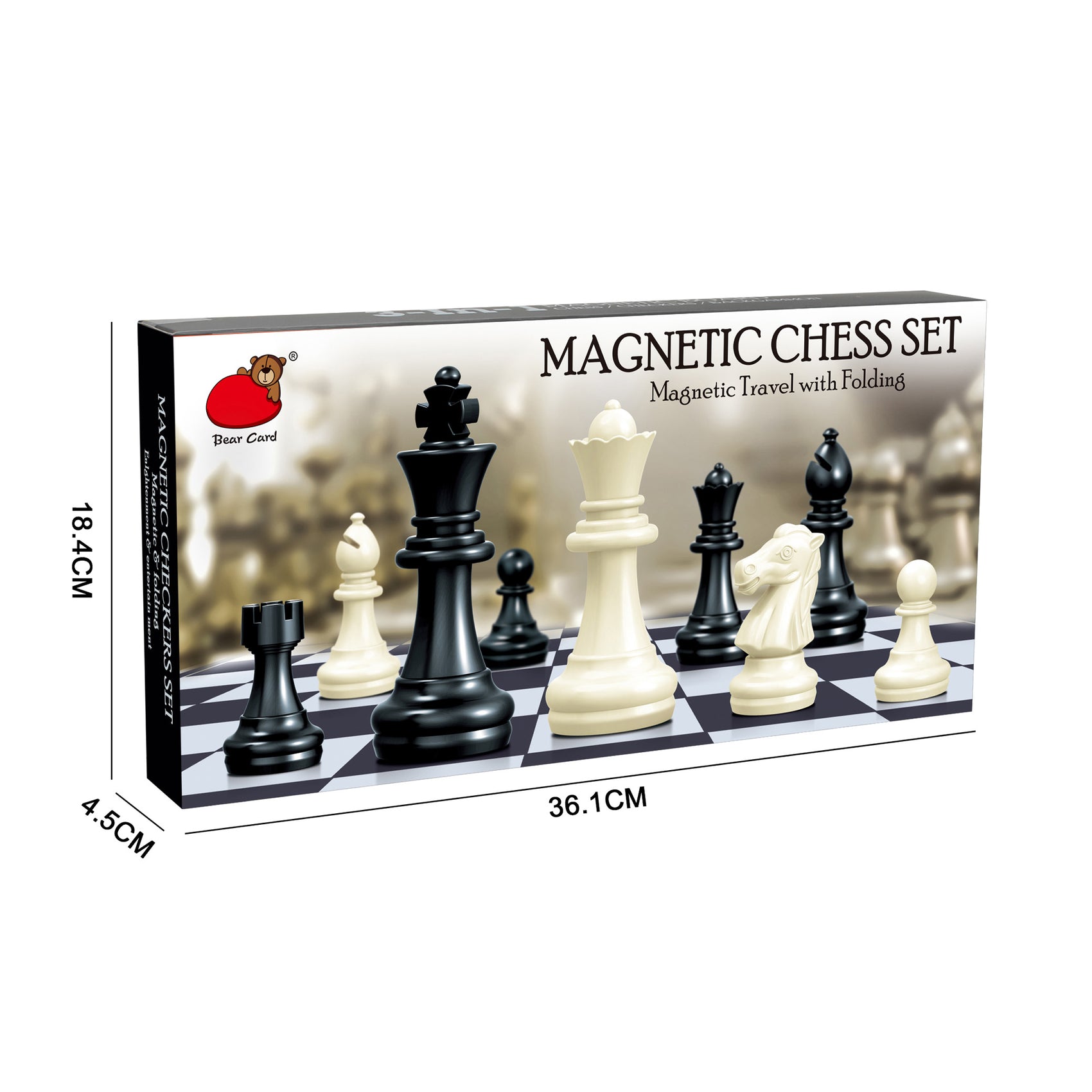 JUEGO DE AJEDREZ PLEGABLE MAGNETICO BLANCO Y NEGRO 36CM