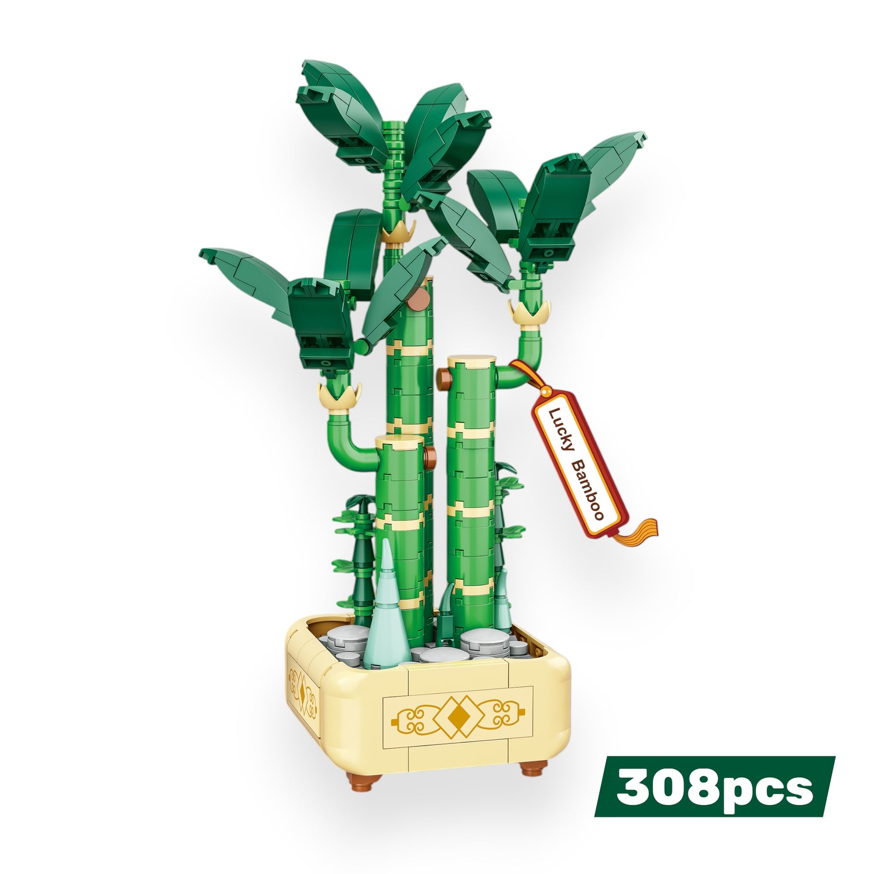 Bloques de Construcción Bambú de la Properidad 308 piezas Regalo para Desear Riqueza y Honor