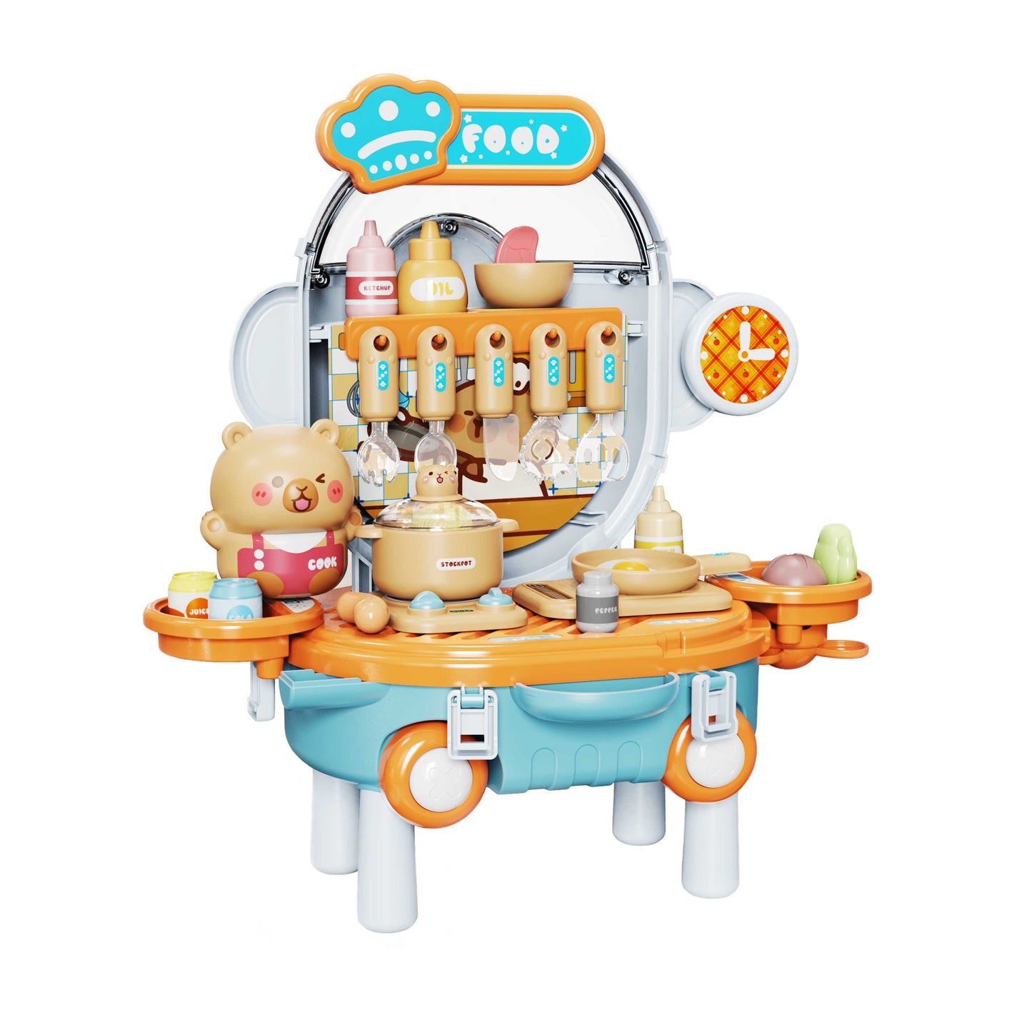 MALETIN JUEGO DE COCINA CON FORMA DE AVION Y ACCESORIOS