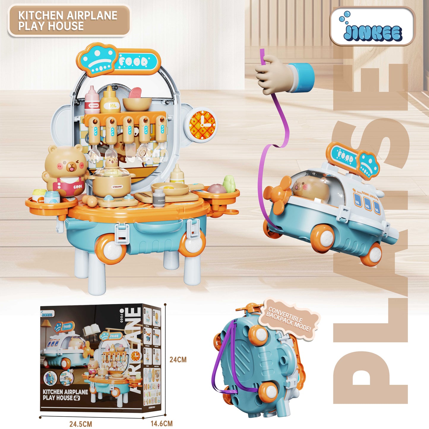 MALETIN JUEGO DE COCINA CON FORMA DE AVION Y ACCESORIOS