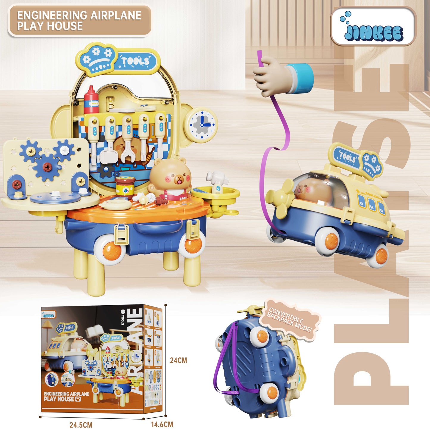 MALETIN JUEGO DE HERRAMIENTAS CON FORMA DE AVION Y ACCESORIOS