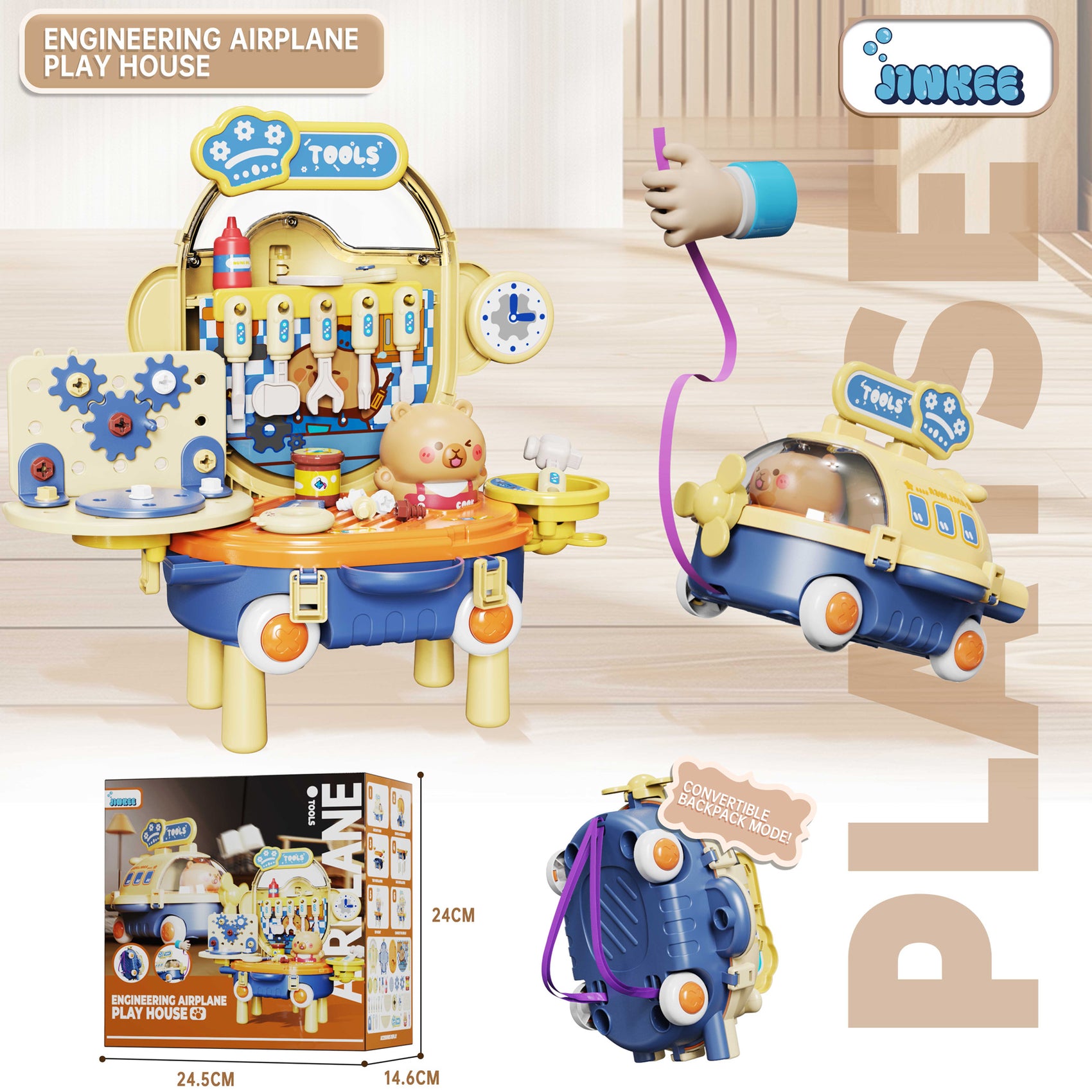 MALETIN JUEGO DE HERRAMIENTAS CON FORMA DE AVION Y ACCESORIOS