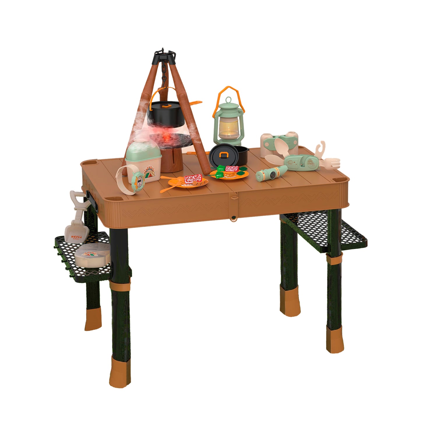 Set camping portátil color madera con accesorios Newplay - juguete exterior