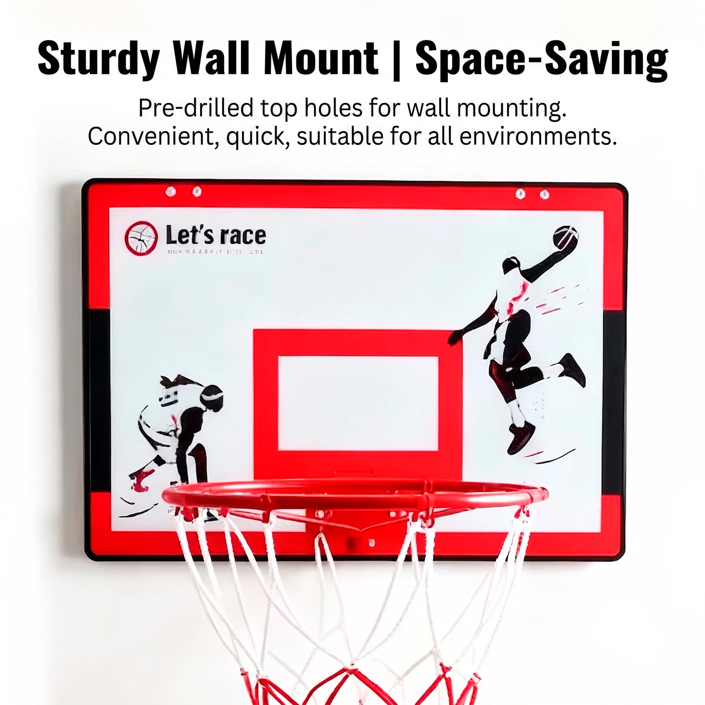 Mini Canasta de Baloncesto para Pared o Puerta con Tablero Acrílico Aro Metálico Pelota e Inflador Incluidos para Niños y Oficina