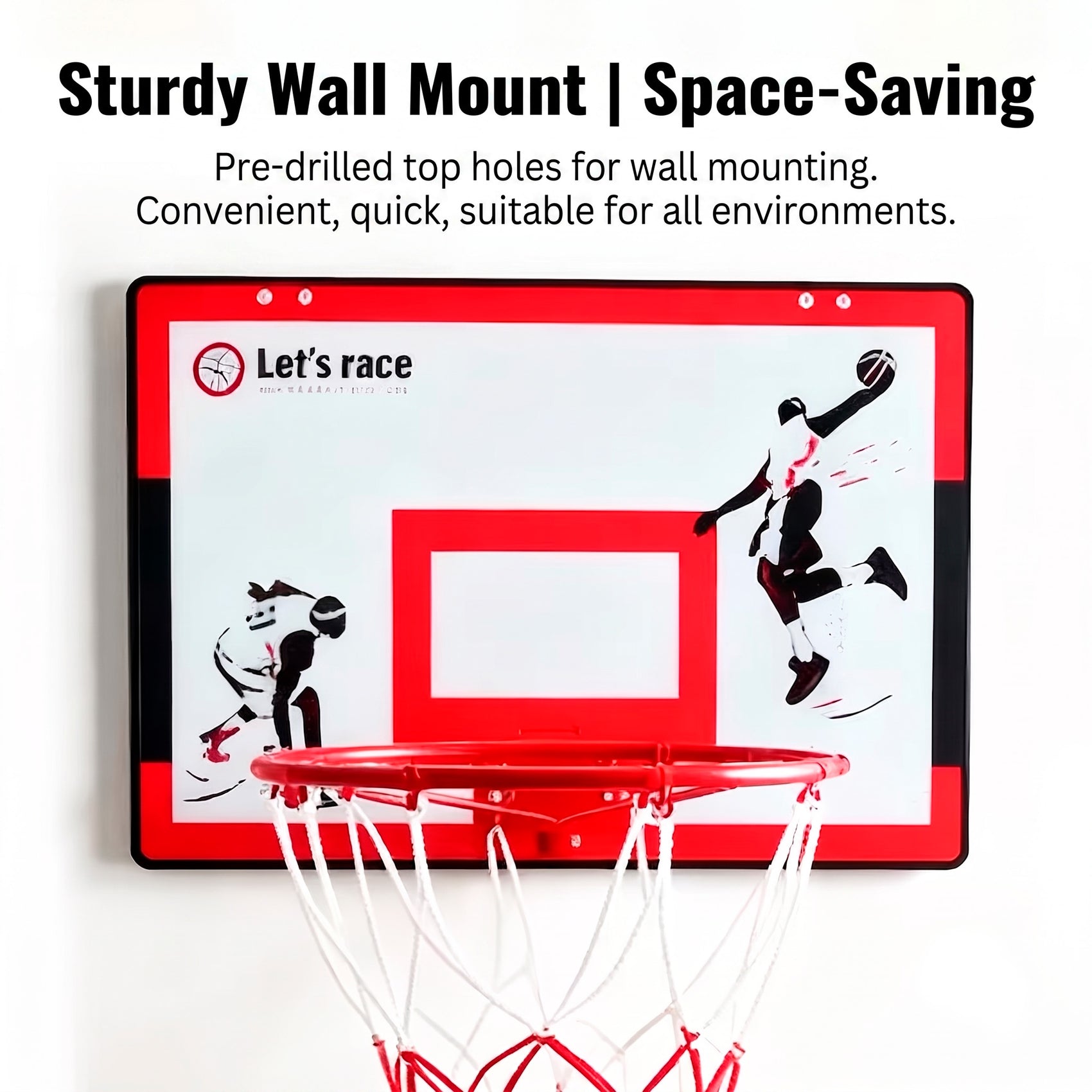 Mini Canasta de Baloncesto para Pared o Puerta con Tablero Acrílico Aro Metálico Pelota e Inflador Incluidos para Niños y Oficina