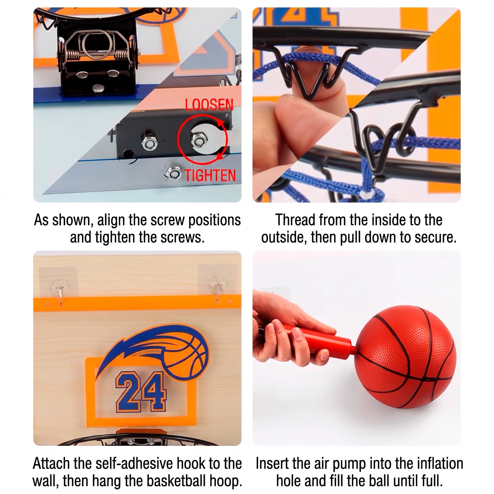 Mini Canasta de Baloncesto para Pared o Puerta con Tablero Acrílico Aro Metálico Pelota e Inflador Incluidos para Niños y Oficina