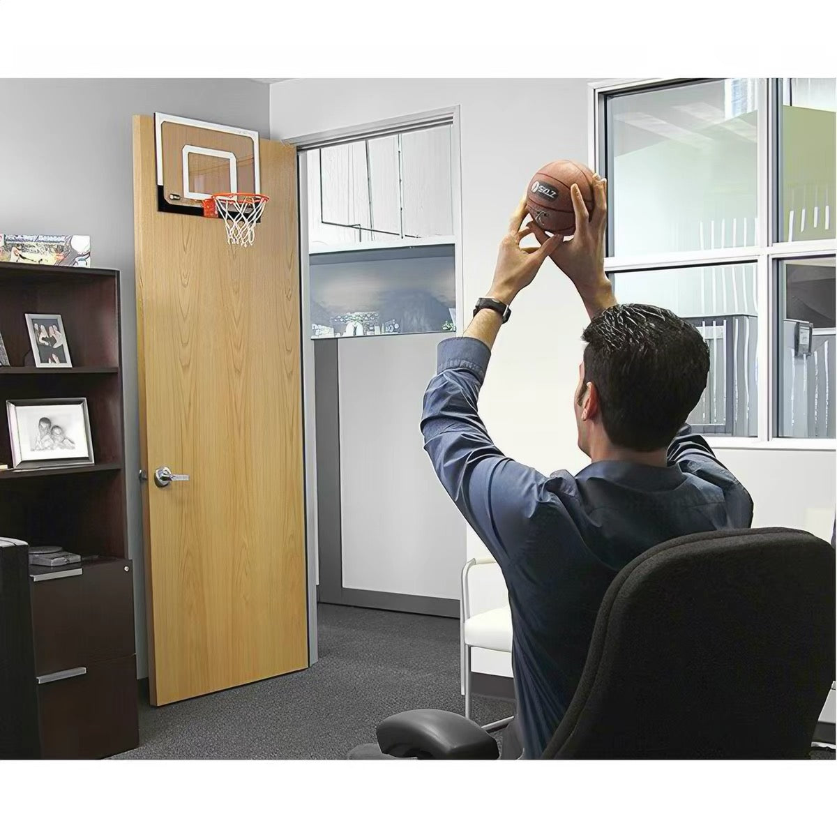 Mini Canasta de Baloncesto para Pared o Puerta con Tablero Acrílico Aro Metálico Pelota e Inflador Incluidos para Niños y Oficina