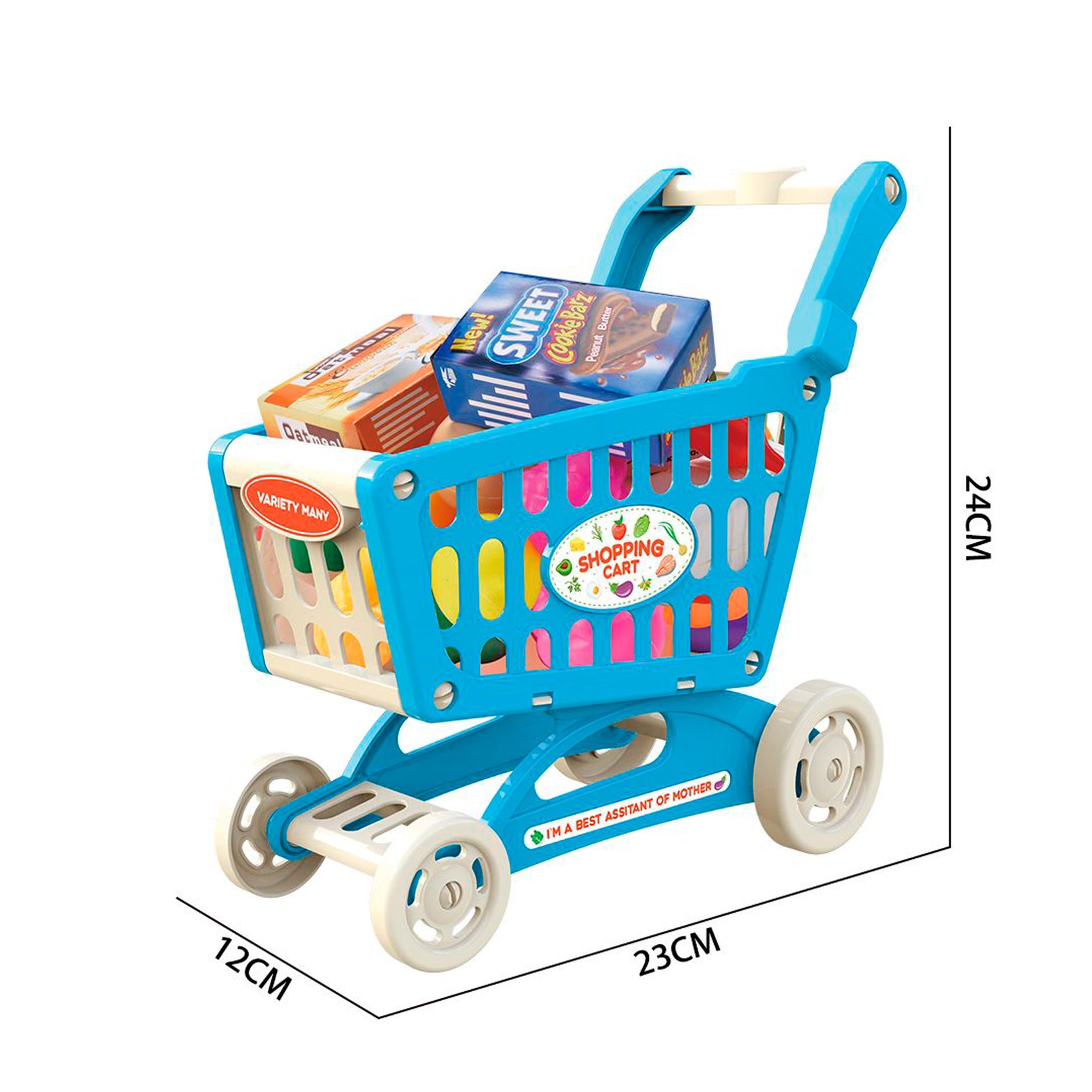 CARRITO DE COMPRA AZUL CON ACCESORIOS