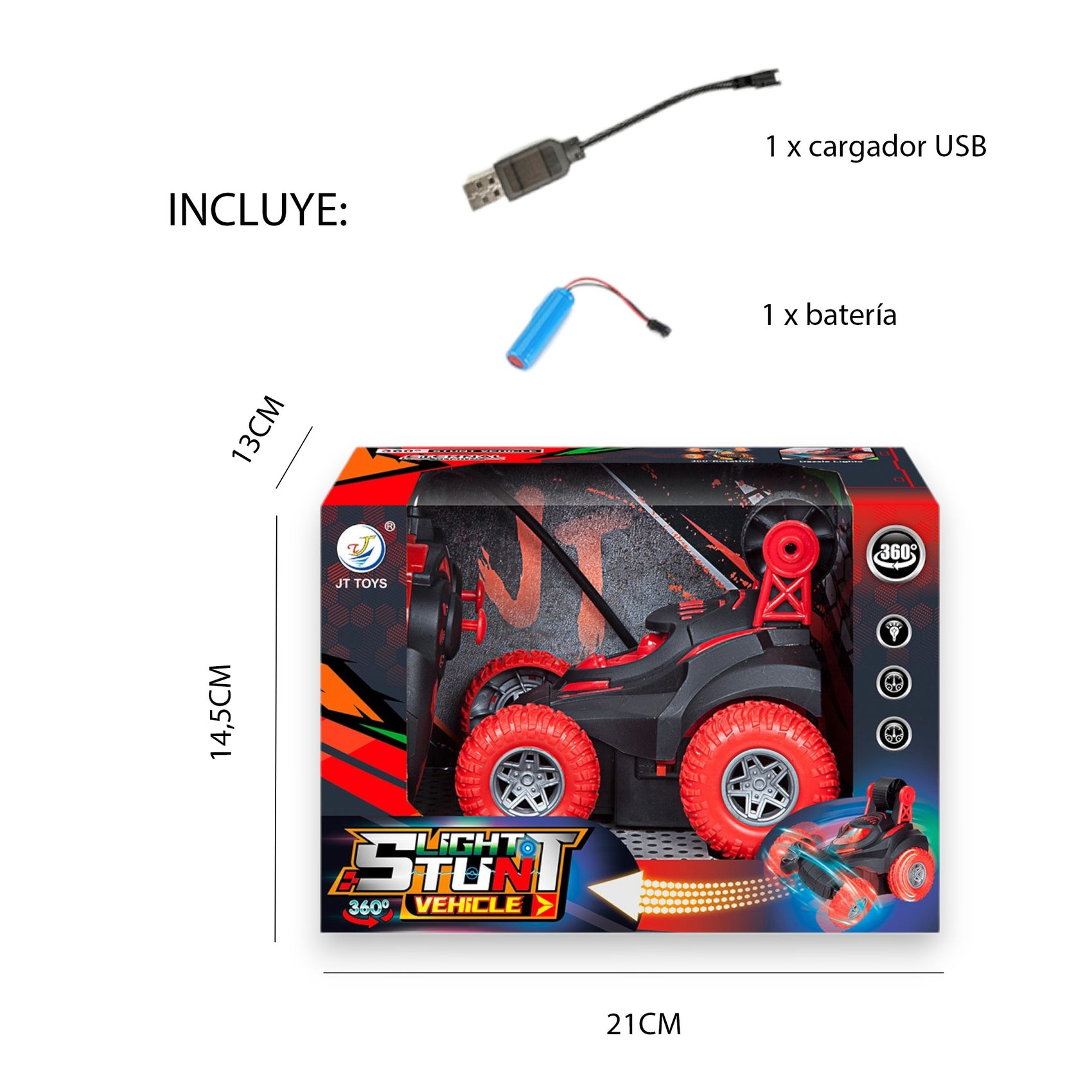 360-Grad-Bewegungsferngesteuertes Stuntauto mit Lichtern und Musik