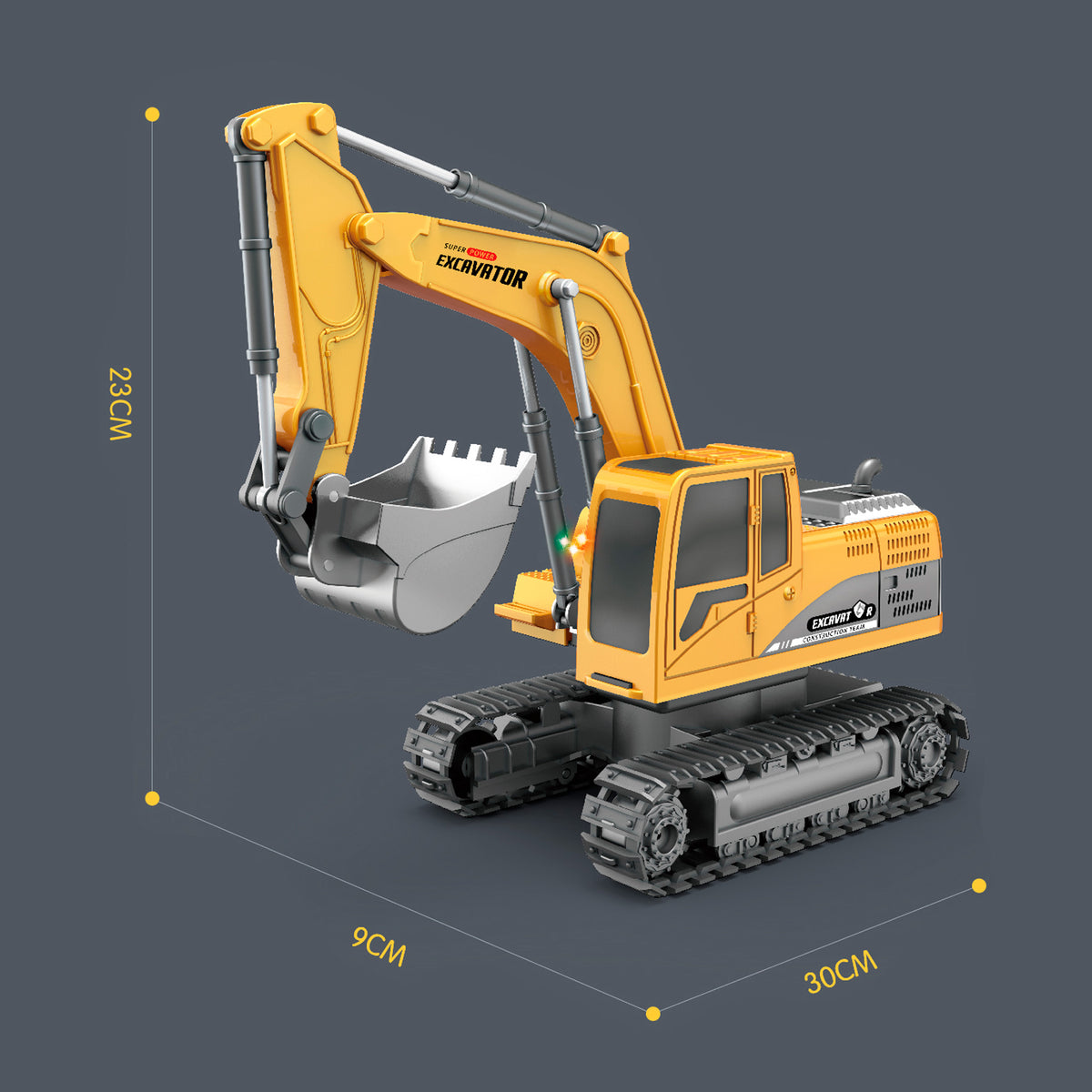 Bulldozer télécommandé avec lumières et musique