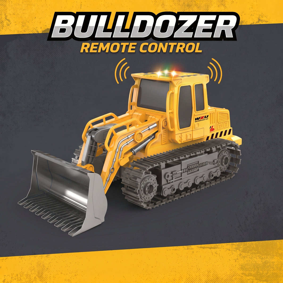 Bulldozer télécommandé avec lumières et musique