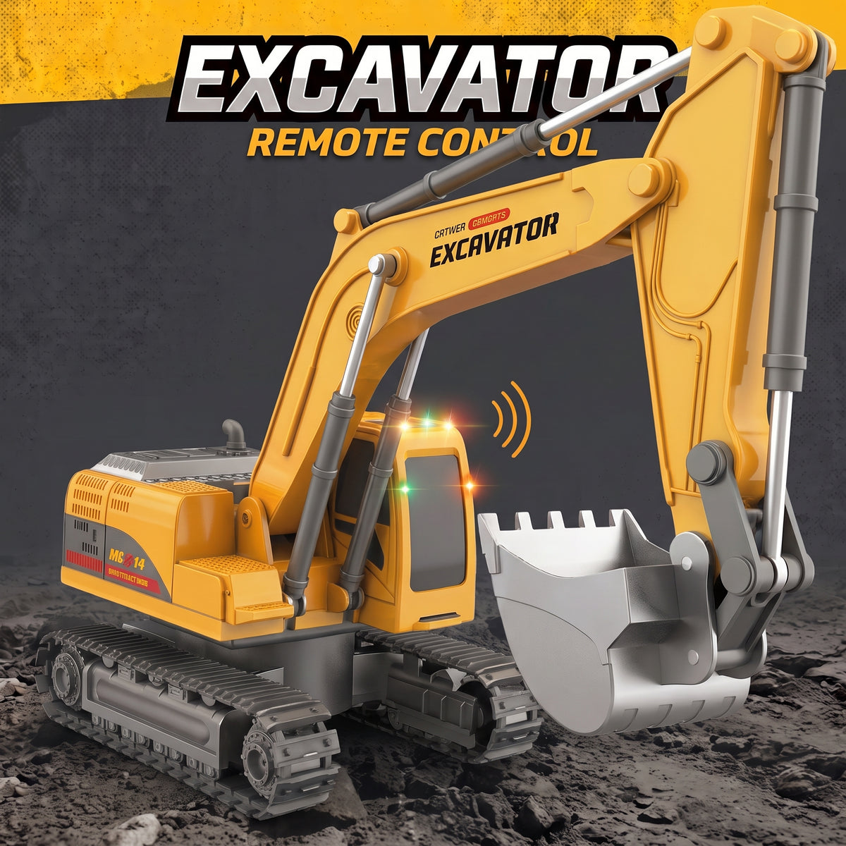 Bulldozer télécommandé avec lumières et musique
