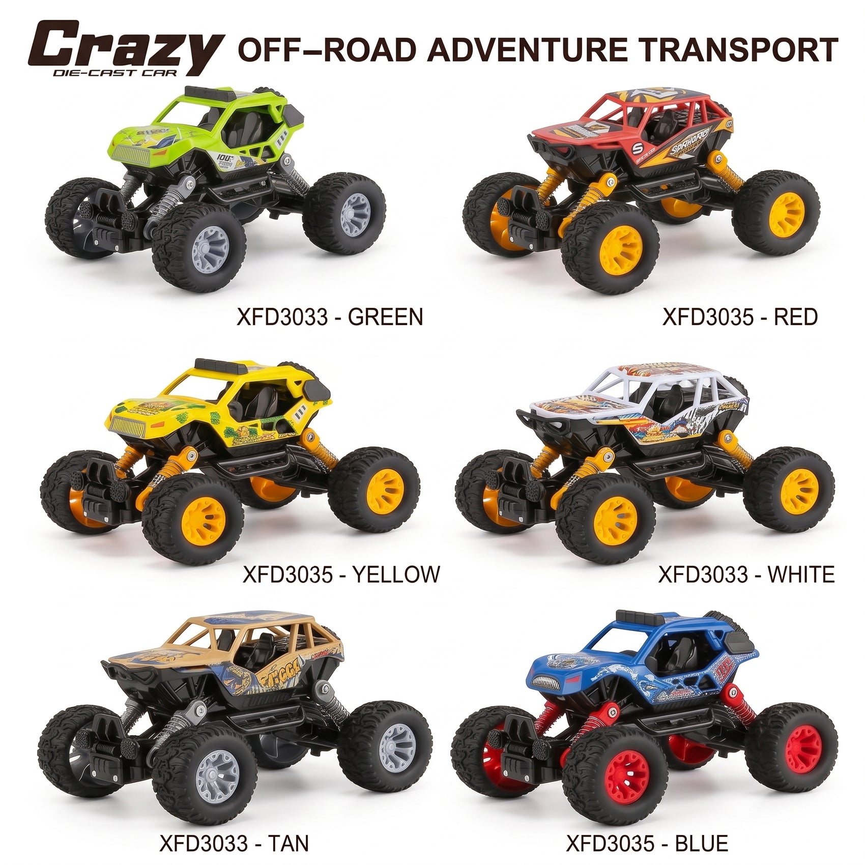 Coche Todoterreno de Metal de Fricción Pullback Buggy 4x4 con Suspensión Real de Resorte Luces LED y Sonido para Niños
