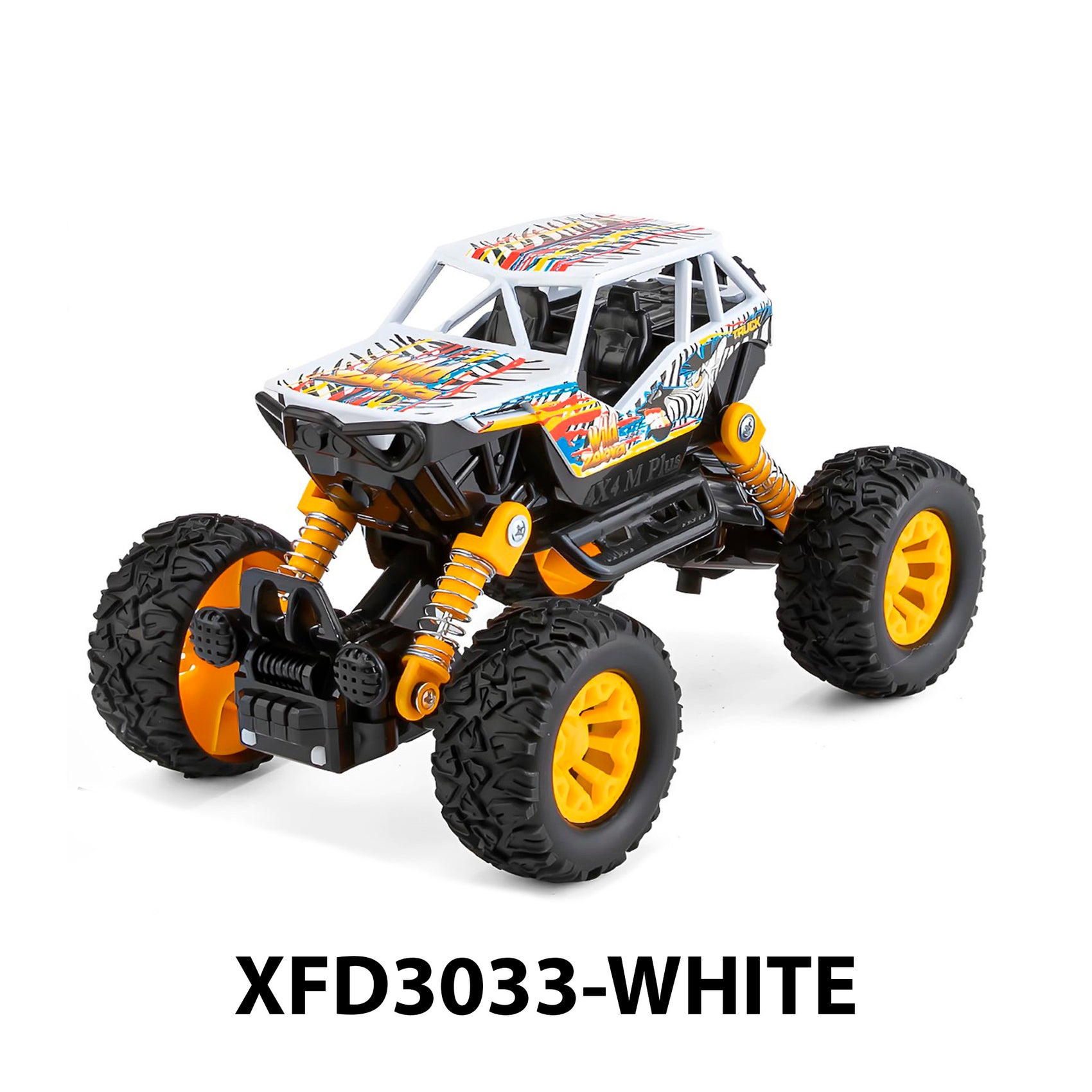Coche Todoterreno de Metal de Fricción Pullback Buggy 4x4 con Suspensión Real de Resorte Luces LED y Sonido para Niños