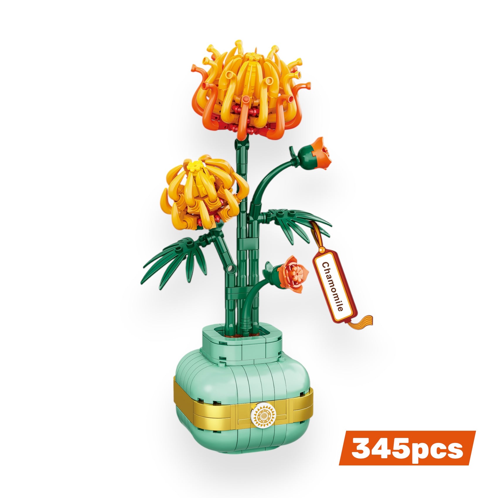 Bloques de Construcción Flor Crisantemo Dorado 345 piezas Regalo para Desear éxito