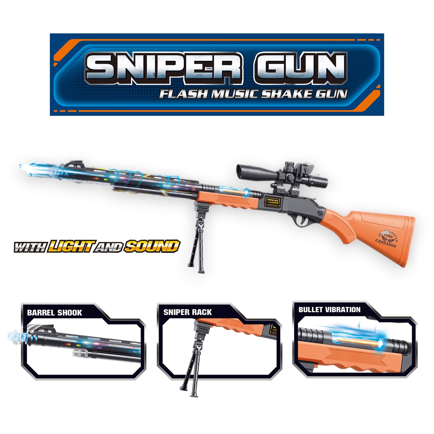 SNIPER PISTOL WITH VIBRATION, LIGHTS AND SOUNDS