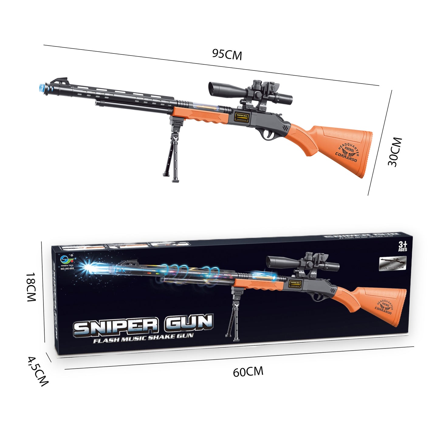 SNIPER PISTOL WITH VIBRATION, LIGHTS AND SOUNDS