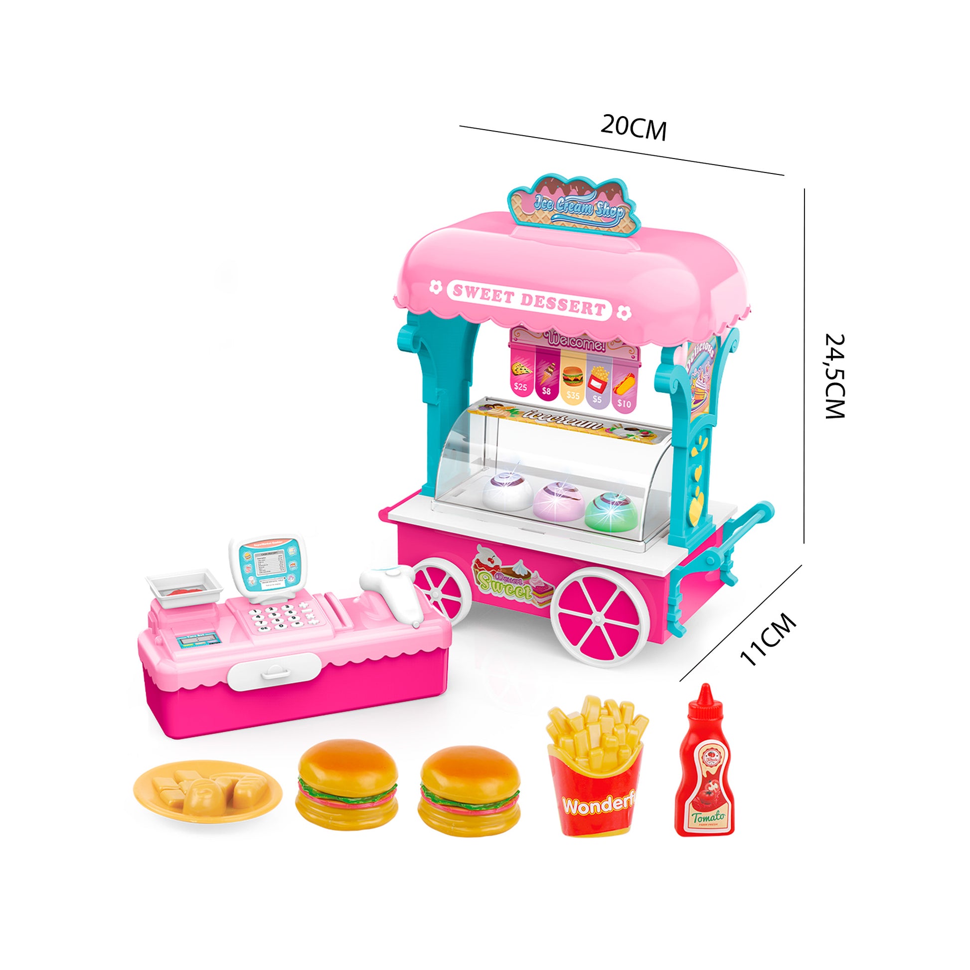 Dimensiones carrito helados y hamburguesas Newplay - medidas producto