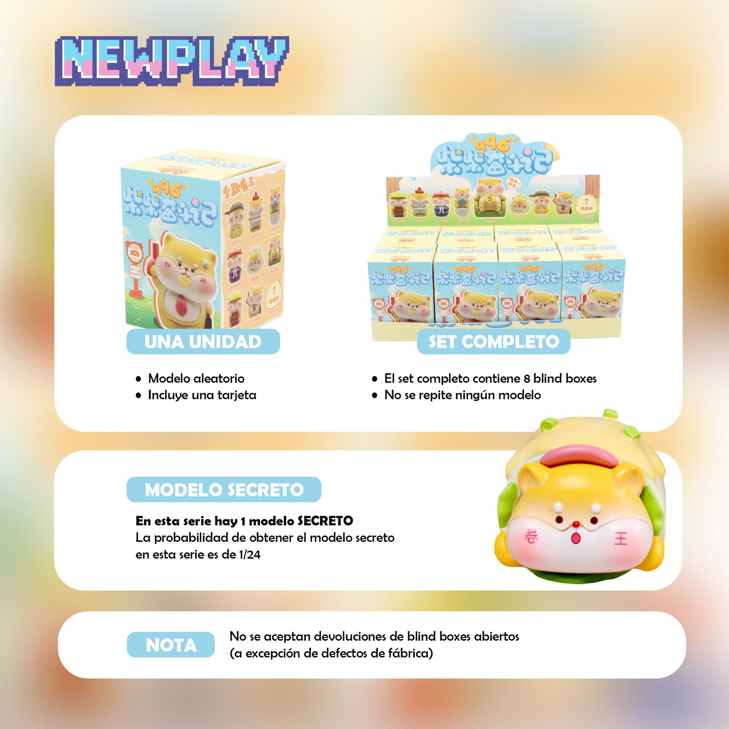 Detalles blind box Shiba Inu Newplay - información serie y modelo secreto