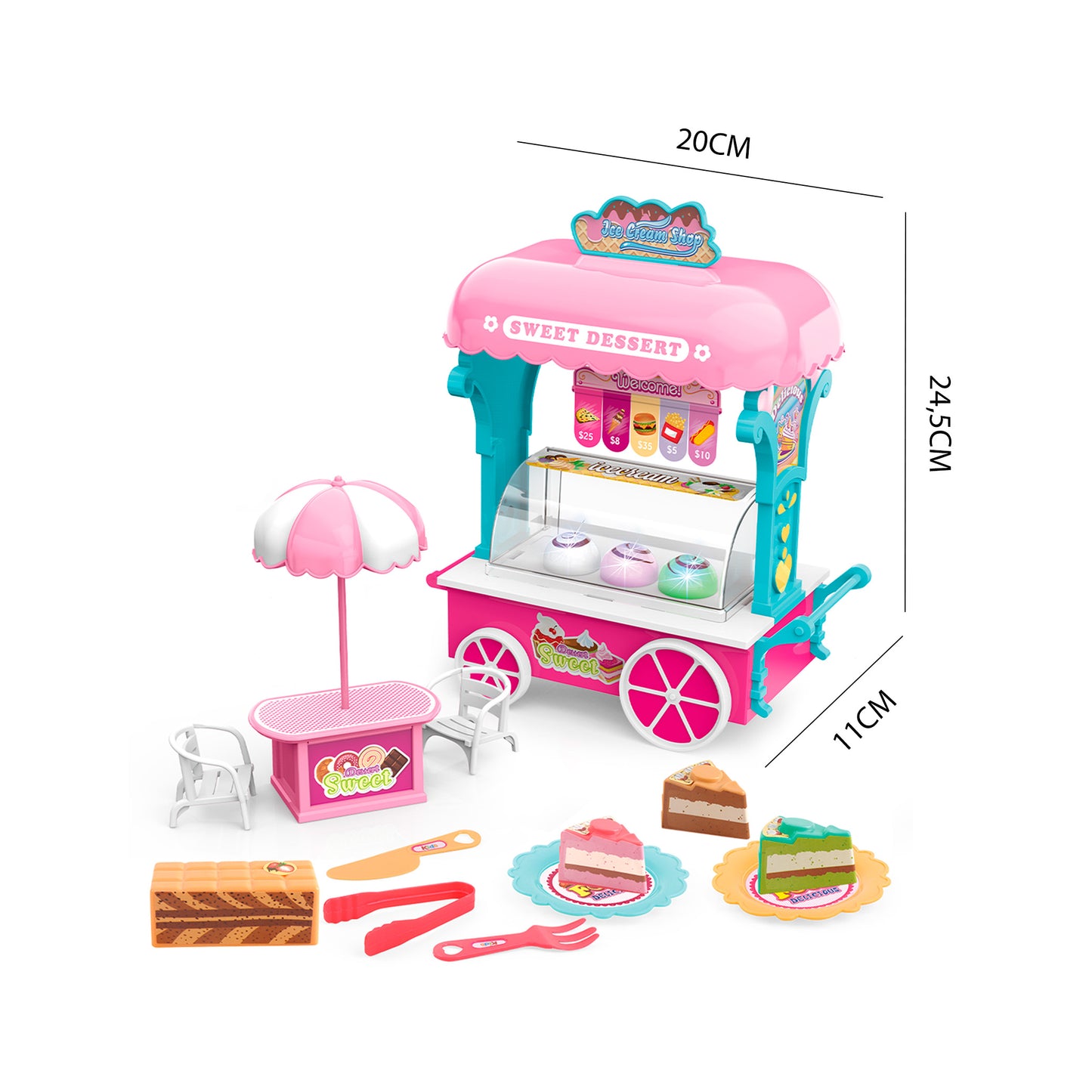 Dimensiones carrito helados y postres Newplay - medidas producto