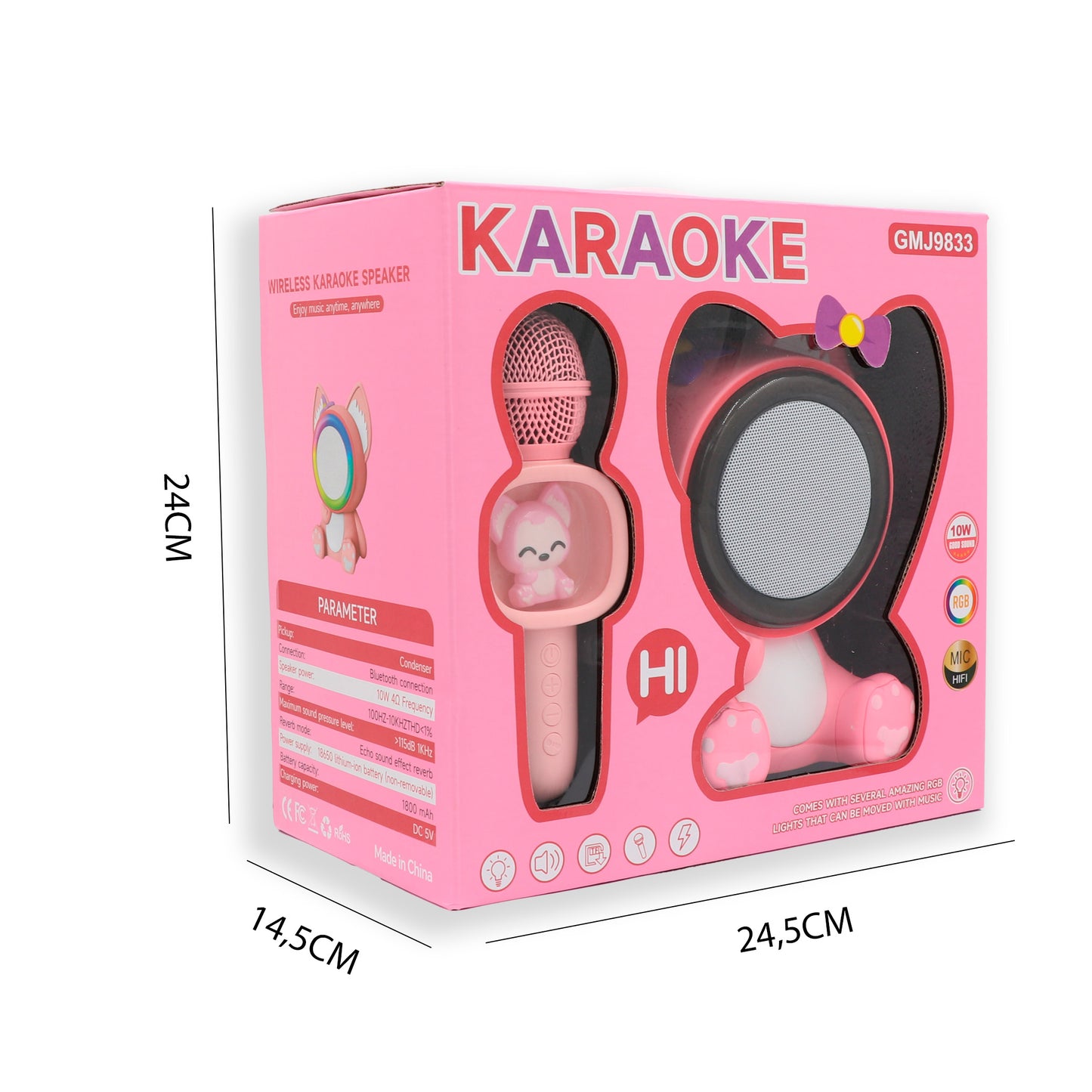 Set de Karaoke Ahri con Altavoz Bluetooth Micrófono Luces RGB y Música