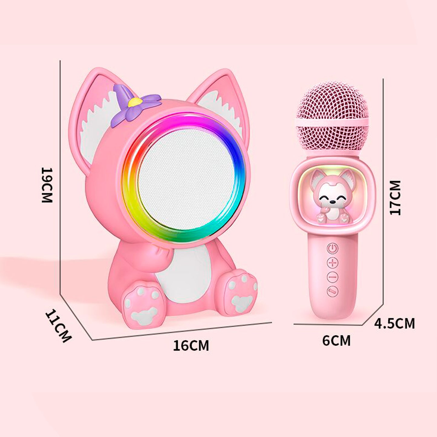 Set de Karaoke Ahri con Altavoz Bluetooth Micrófono Luces RGB y Música