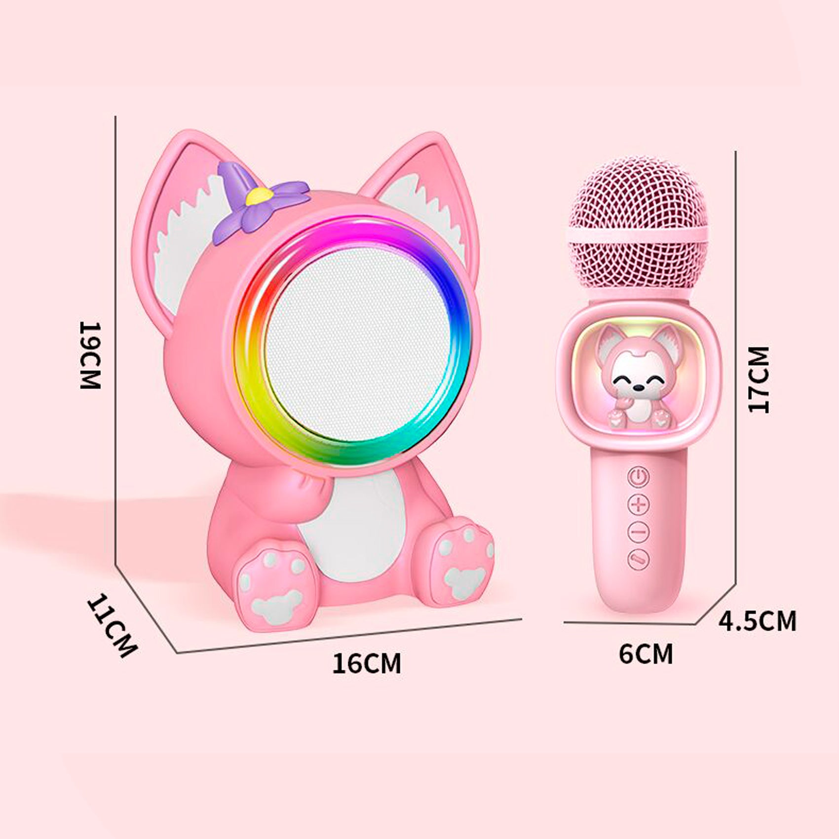 Set de Karaoke Ahri con Altavoz Bluetooth Micrófono Luces RGB y Música